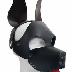 Mister B Leren Ruige Hondenmasker - Zwart Bruin