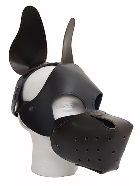 Mister B Leren Ruige Hondenmasker - Zwart Bruin 2 Mister B Leren Ruige Hondenmasker - Zwart Bruin - Afbeelding 2