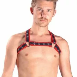 Mister B Leren X-back Harnas - Rood L/XL