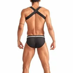 Mister B Urban Club Harnas X-back Gestreept Grijs -Lingerie Setjes Verkoopwinkel mister b urban club harnas x back gestreept grijs ak