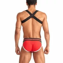 Mister B Urban Club Harnas X-back Gestreept Rood -Lingerie Setjes Verkoopwinkel mister b urban club harnas x back gestreept rood ak