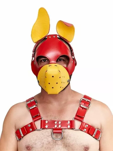 Mister B Masker Shaggy Dog Hood - Rood/Geel - Afbeelding 4