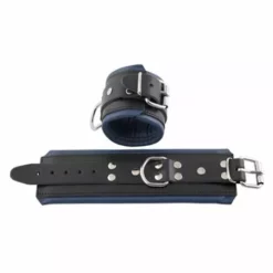 Mister B Leren Polsboeien - Zwart/Blauw