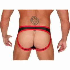 665 Leather - Neopreen Open Slip-Zwart-S -Lingerie Setjes Verkoopwinkel neoprene open back bottoms black and red1 600x600 2