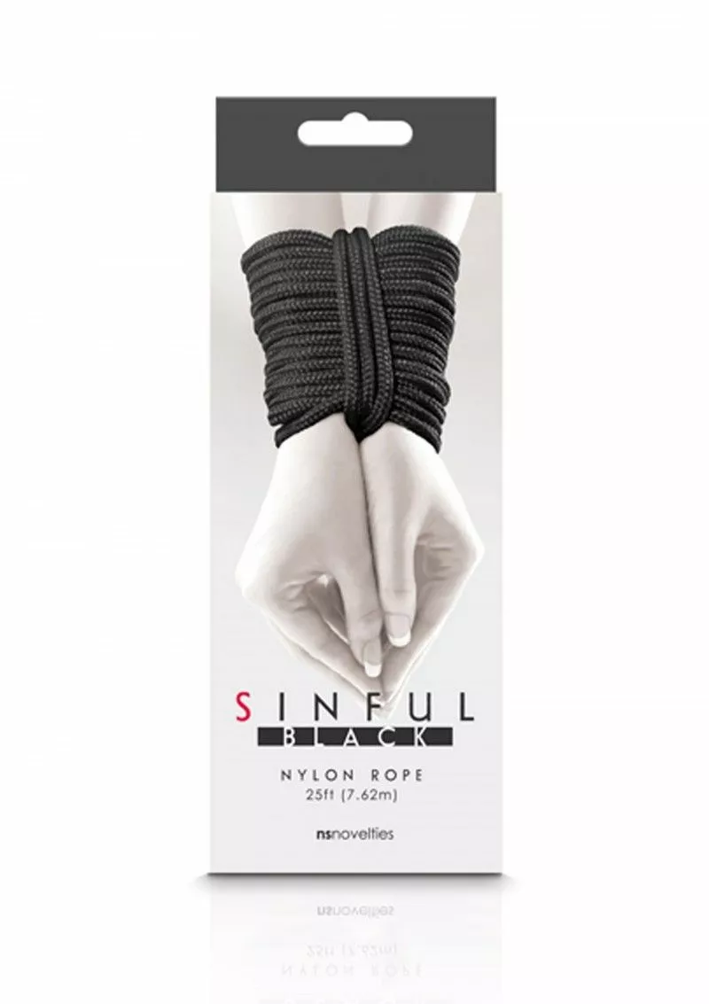 Sinful Nylon Bondage Touw - Zwart - 7,62 Meter (OP=OP) 2 Sinful Nylon Bondage Touw - Zwart - 7,62 Meter (OP=OP) - Afbeelding 2