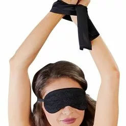 Cottelli Collection Open Slip Met Oogmasker-M -Lingerie Setjes Verkoopwinkel open slip met oogmasker en bondagelint lint