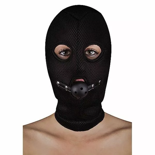 Ouch! BDSM Masker Van Netstof Met Open Balknevel 1 Ouch! BDSM Masker Van Netstof Met Open Balknevel
