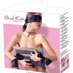 Bad Kitty Satijnen Linten Set - Zwart 8 Bad Kitty Satijnen Linten Set - Zwart -Lingerie Setjes Verkoopwinkel satijnen linten set zwart verpakking