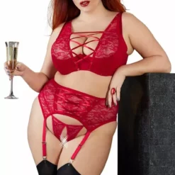 Cottelli Collection Sexy Kanten Strip Set Met Open String-85D/L -Lingerie Setjes Verkoopwinkel sexy kanten strip set met open string vb