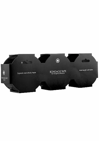Ouch! Set Van 3 Rollen Bondagetape - Zwart - 3 X 20 Meter 2 Ouch! Set Van 3 Rollen Bondagetape - Zwart - 3 X 20 Meter - Afbeelding 2