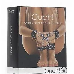 Ouch! Zwart Leren Hogtie Met Hand- En Enkelboeien -Lingerie Setjes Verkoopwinkel showpicture 5 3