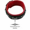 Spartan Steel Leren Slavenhalsband Zwart/Rood - 7.50cm