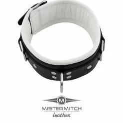 Spartan Steel Leren Slavenhalsband Zwart/Wit - 7.50cm