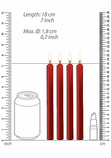 Ouch! SM Kaarsen Large 4-Pack - Rood 2 Ouch! SM Kaarsen Large 4-Pack - Rood - Afbeelding 2