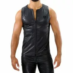 TOF Paris Tank Top Fetish Met Rits - Zwart-S