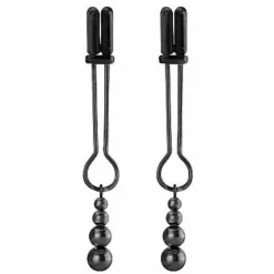 Ouch! Verstelbare Tepelklemmen Met Sieraad - Zwart