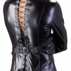 Fetish Collection Zwart Kunstleren Bondage Shirt - L/XL -Lingerie Setjes Verkoopwinkel zwart kunstleren bondage shirt s m achter 1