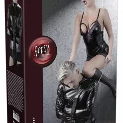 Fetish Collection Zwart Kunstleren Bondage Shirt - S/M -Lingerie Setjes Verkoopwinkel zwart kunstleren bondage shirt s m verpakt