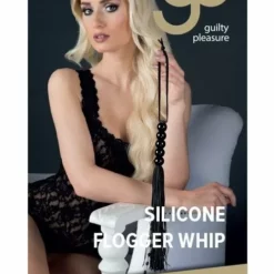 Guilty Pleasure Zwarte Silicone Flogger -Lingerie Setjes Verkoopwinkel zwarte silicone flogger verpakt
